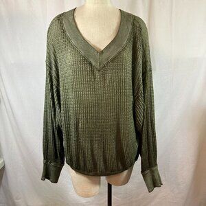 Free People / We the Free, South Side Thermal, Green, Size L